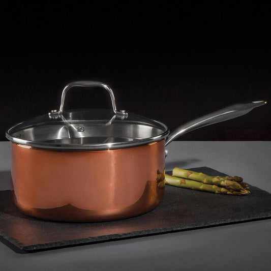 Minerva Copper Finish 20cm Saucepan with Lid