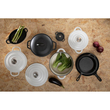 Hygge White Cast Iron 23cm Casserole Dish