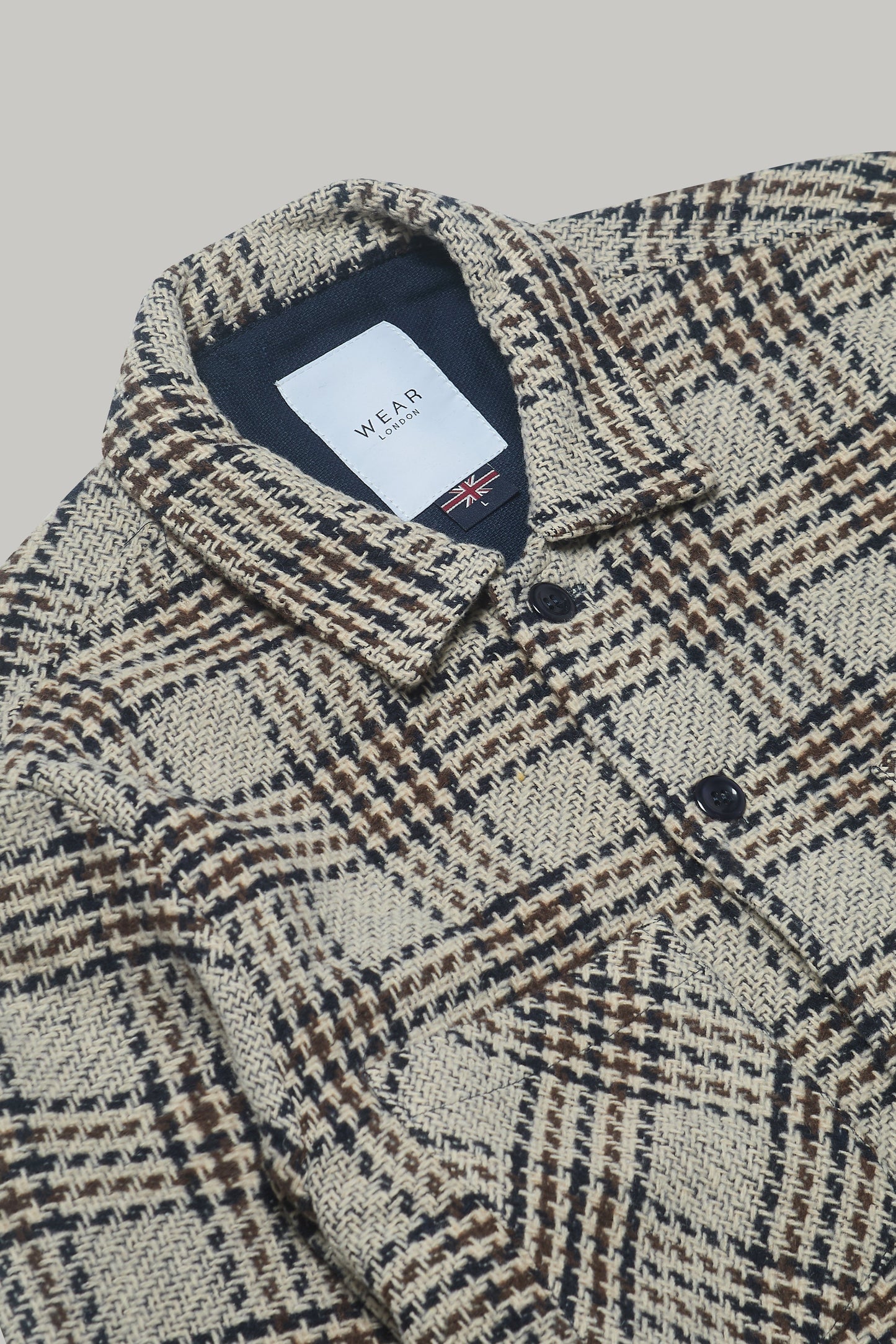 Bart Overshirt - Dogtooth Stone Brown Black