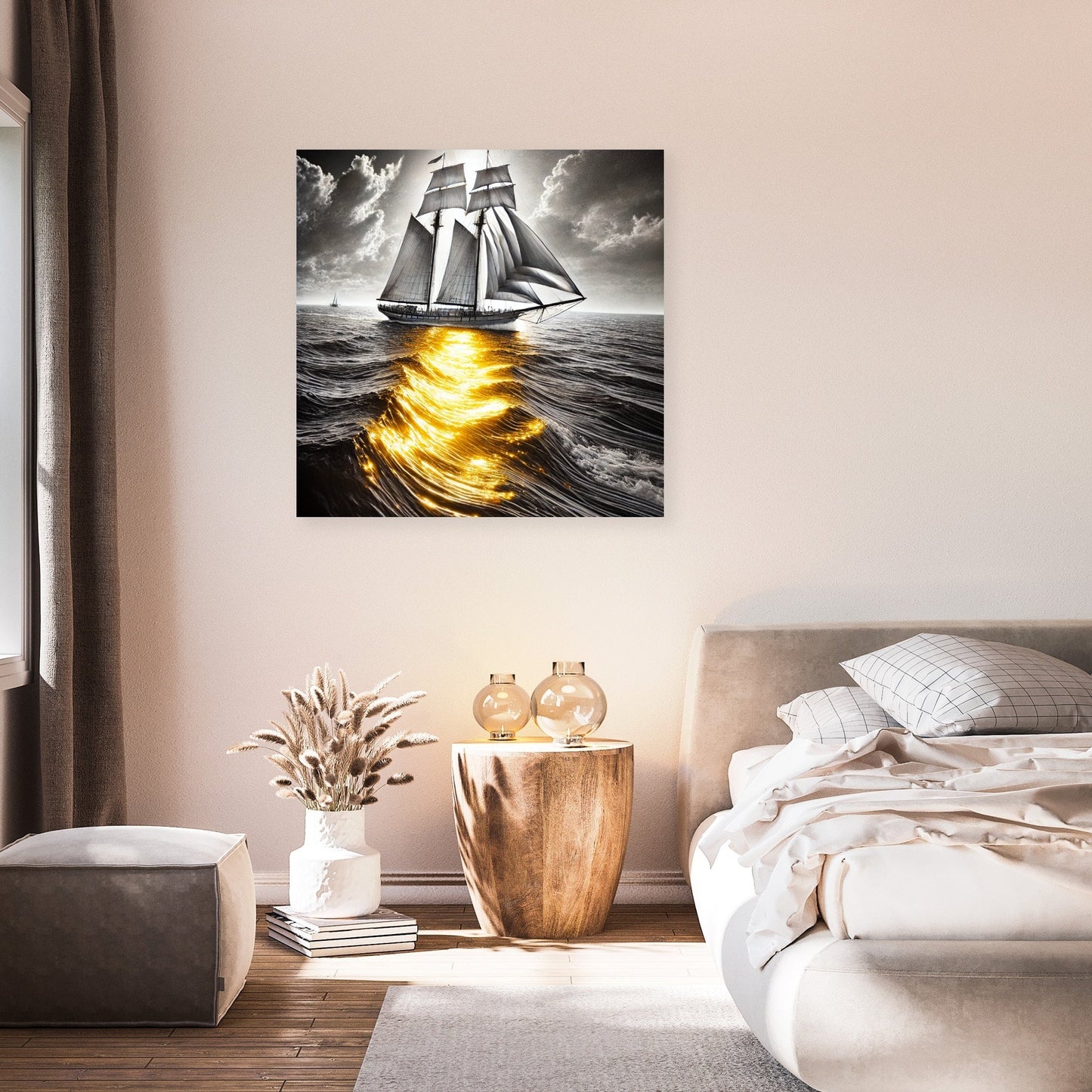 Golden Reflection Sailboat Canvas