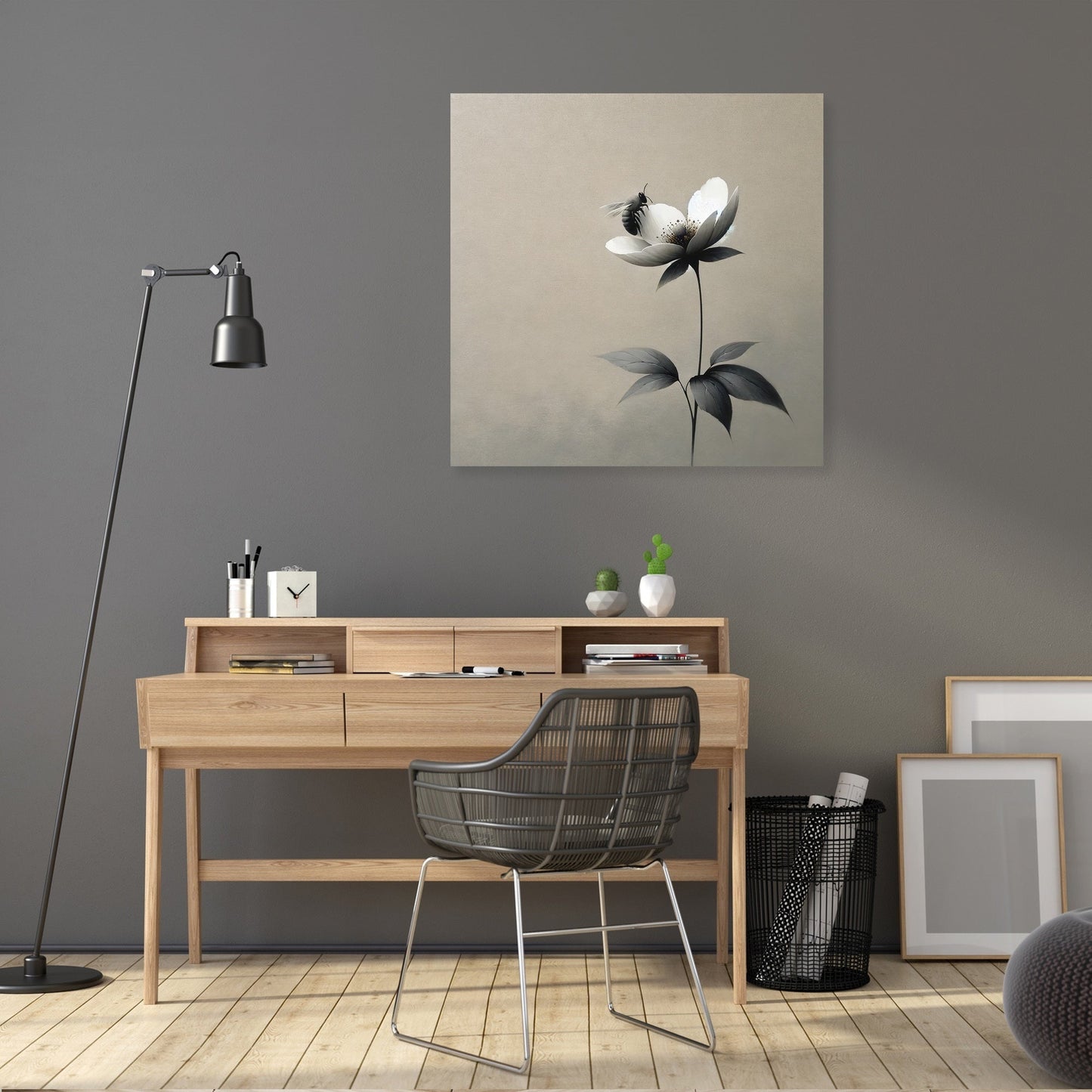 Solitude in Bloom Bee Canvas