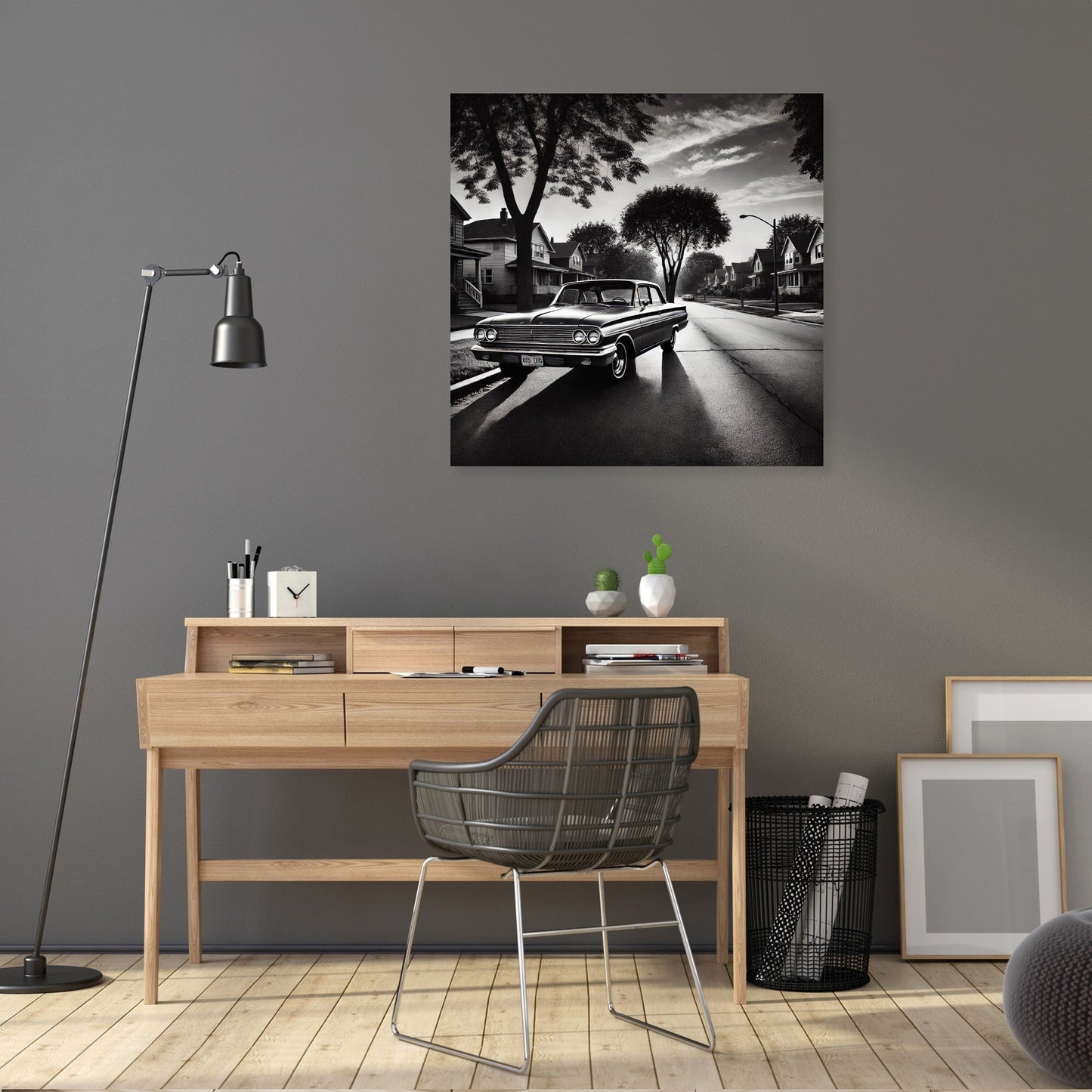 Nostalgic Suburban Drive Canvas