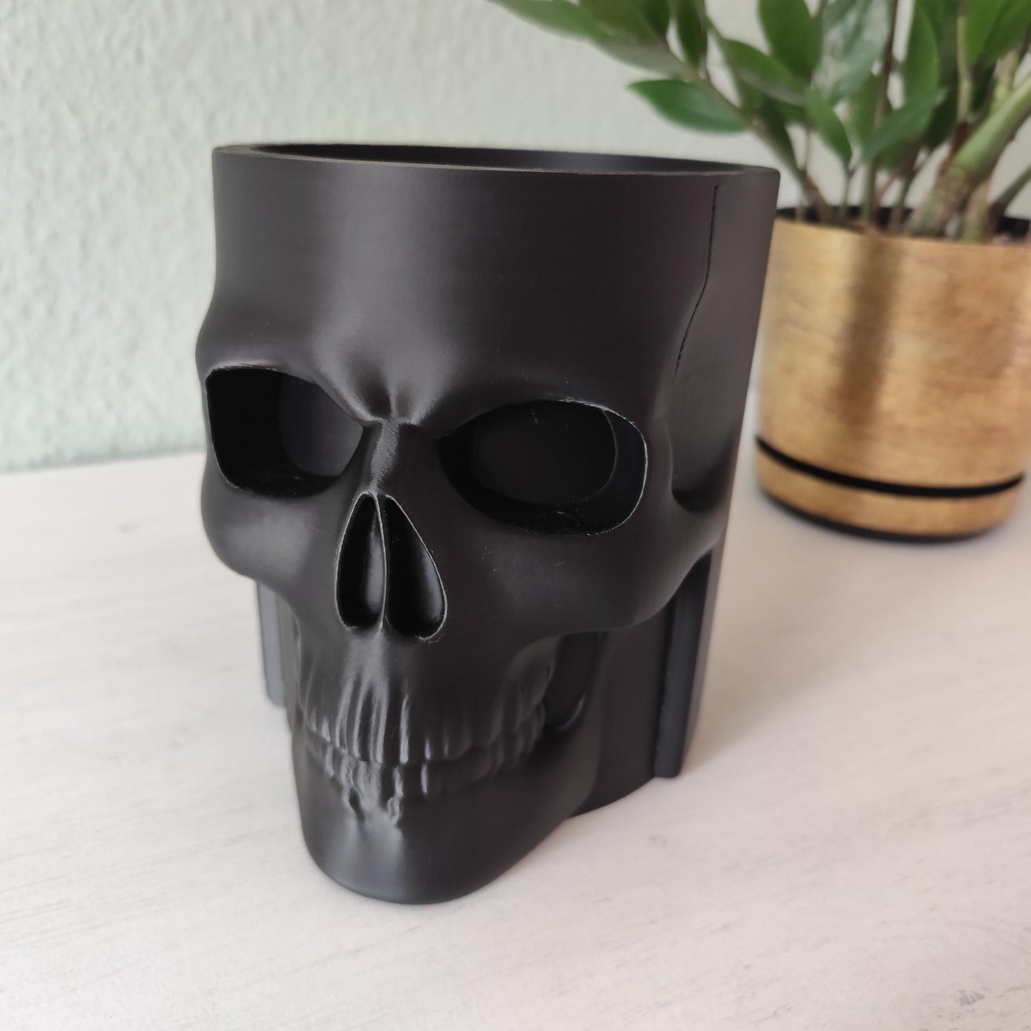 3D Printed Skull Whiskey Bottle Cooler: Gothic Bar Decor