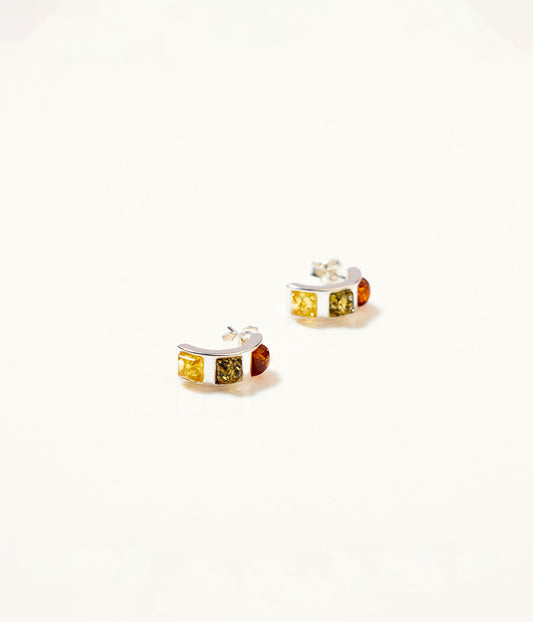 Multicolour Baguette Amber Earrings