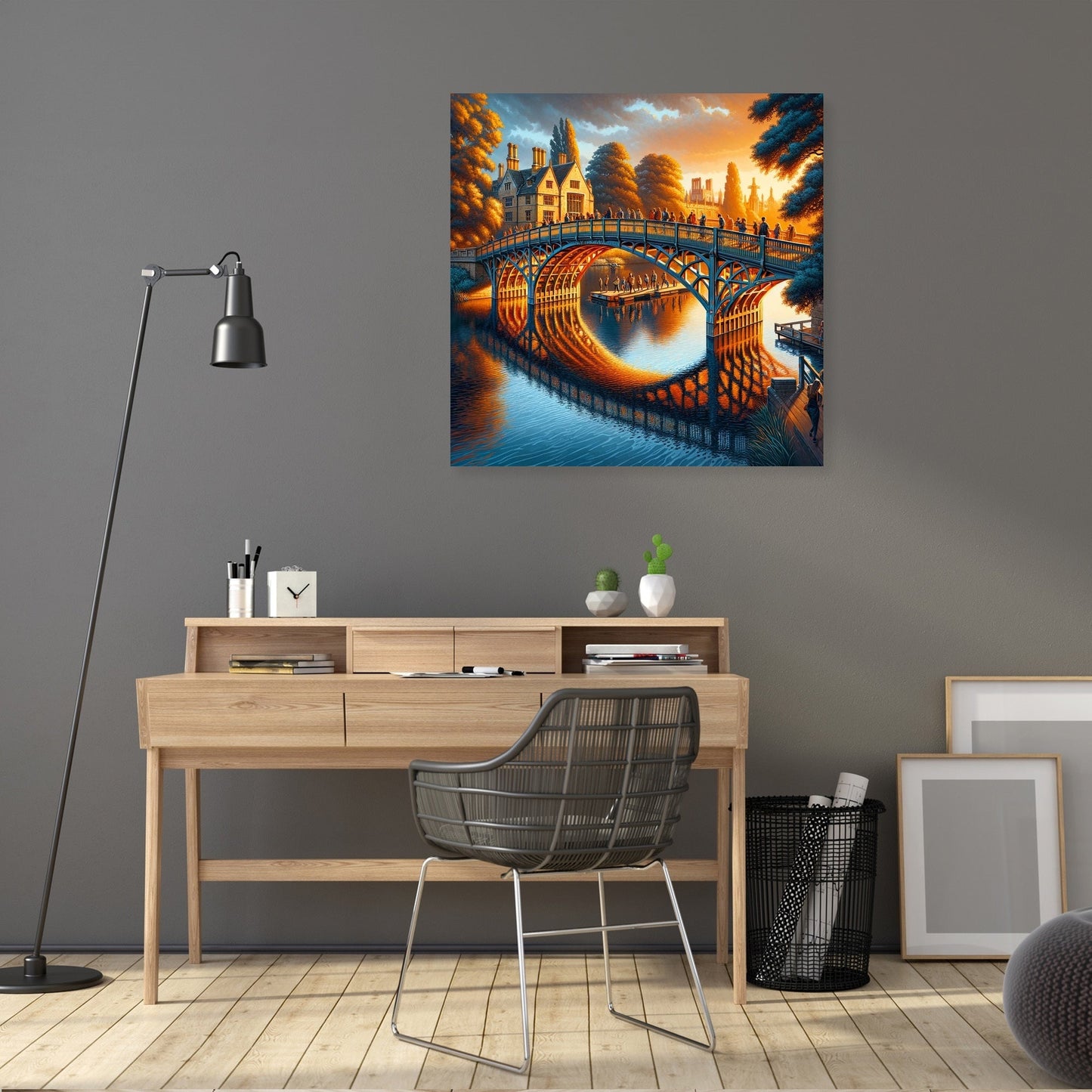 Cambridge Sunset Serenity at Mathematical Bridge Canvas