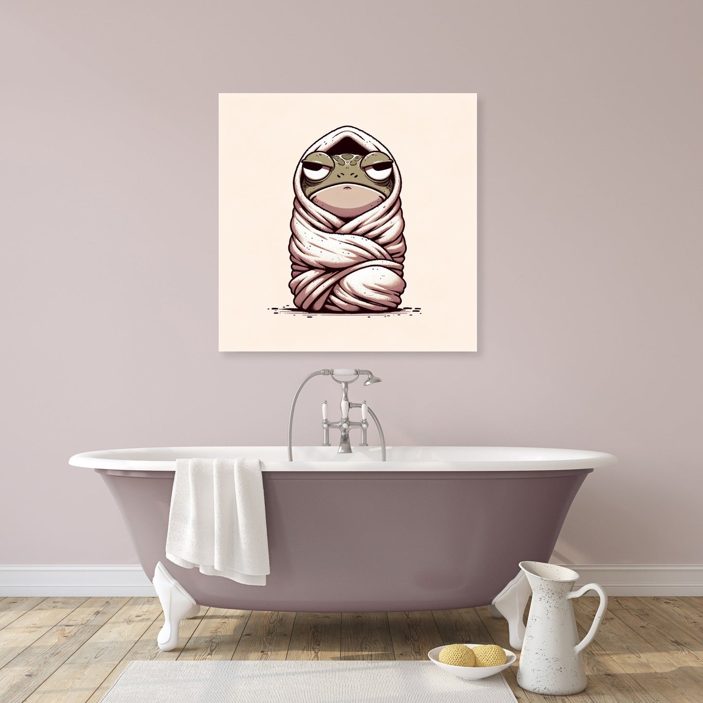 Grumpy Towel Frog Canvas