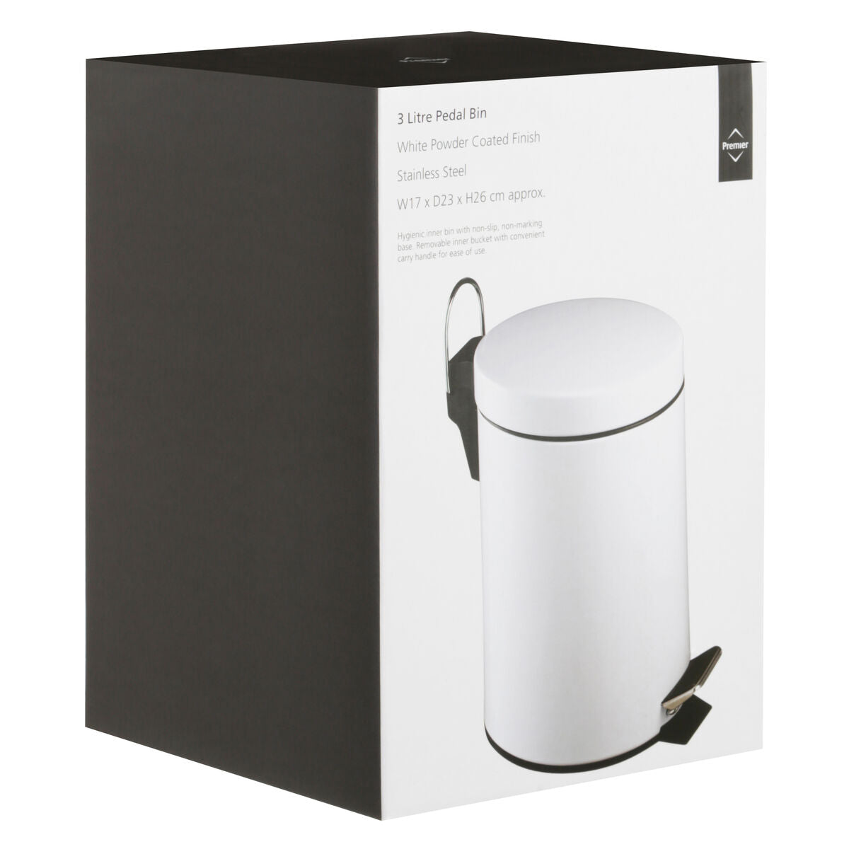 Parker White 3 Litre Pedal Bin