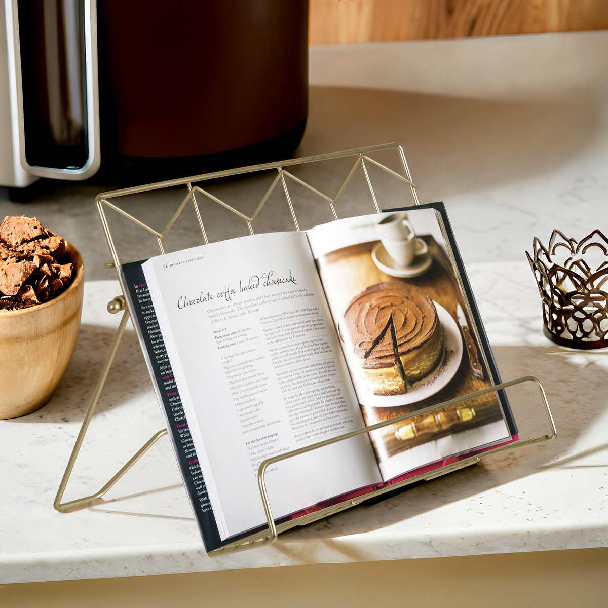 Contour Matte Gold Finish Cookbook Stand | Vertex