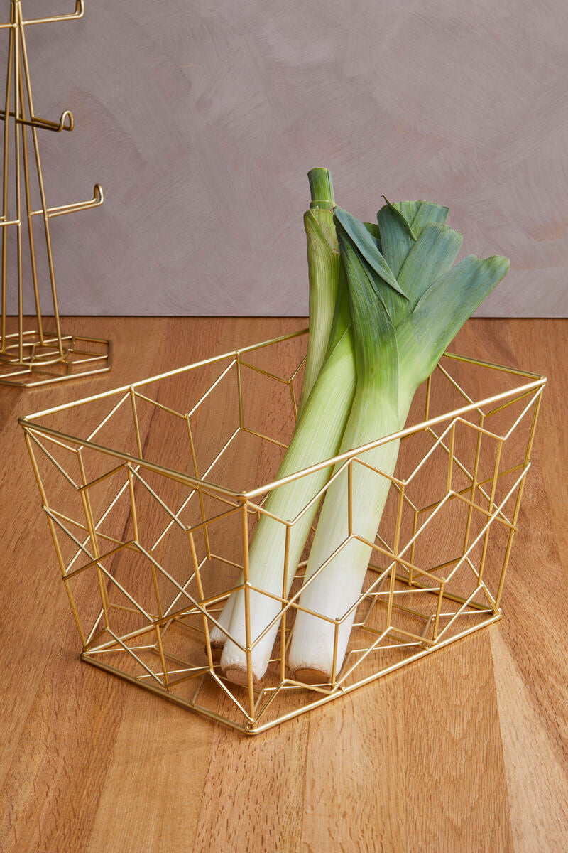 Contour Matte Gold Storage Basket | Vertex