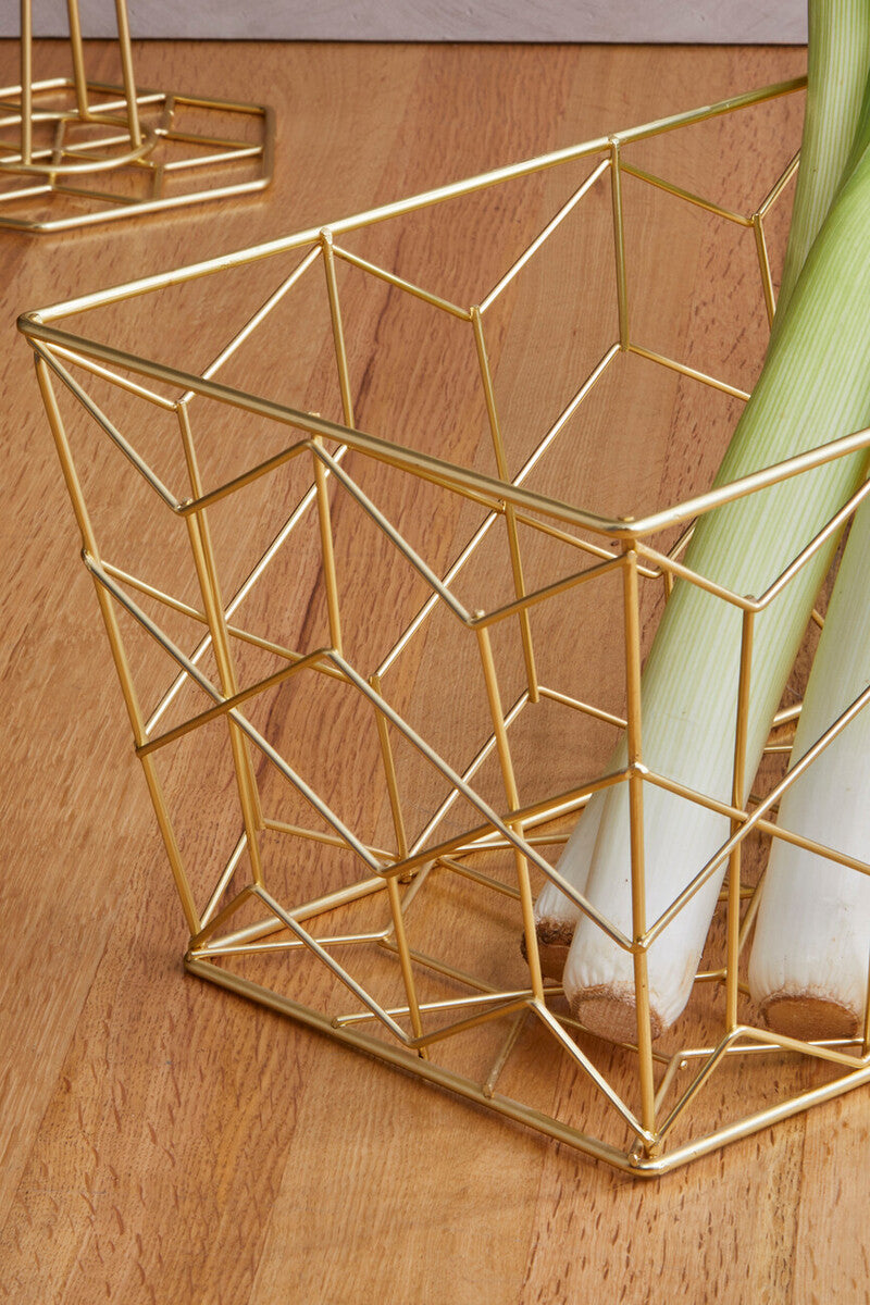 Contour Matte Gold Storage Basket | Vertex