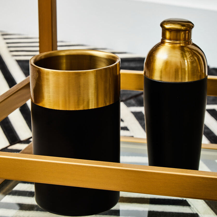 Gold Finish and Black Cocktail Shaker | Mixology