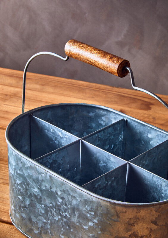 Drummond Six Compartment Oblong Galvanised Steel Caddy