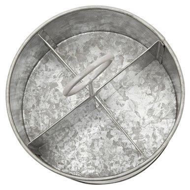 Drummond Four Compartment Round Galvanised Steel Cutlery Caddy