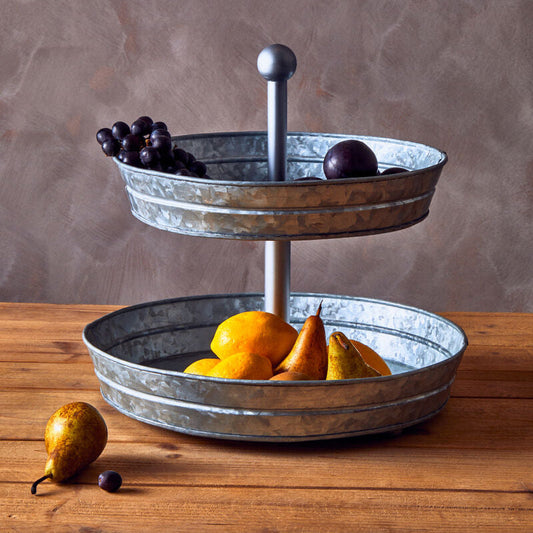 Drummond Two Tier Galvanised Steel Cake Stand