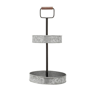 Drummond Two Tier Galvanised Steel Cake Stand With Handle