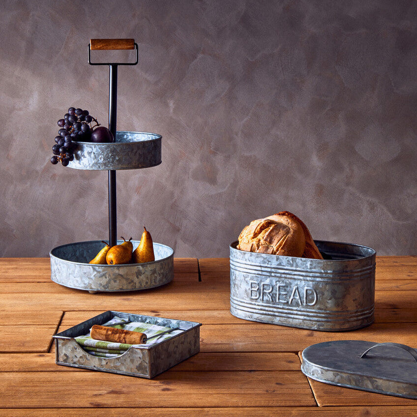 Drummond Two Tier Galvanised Steel Cake Stand With Handle