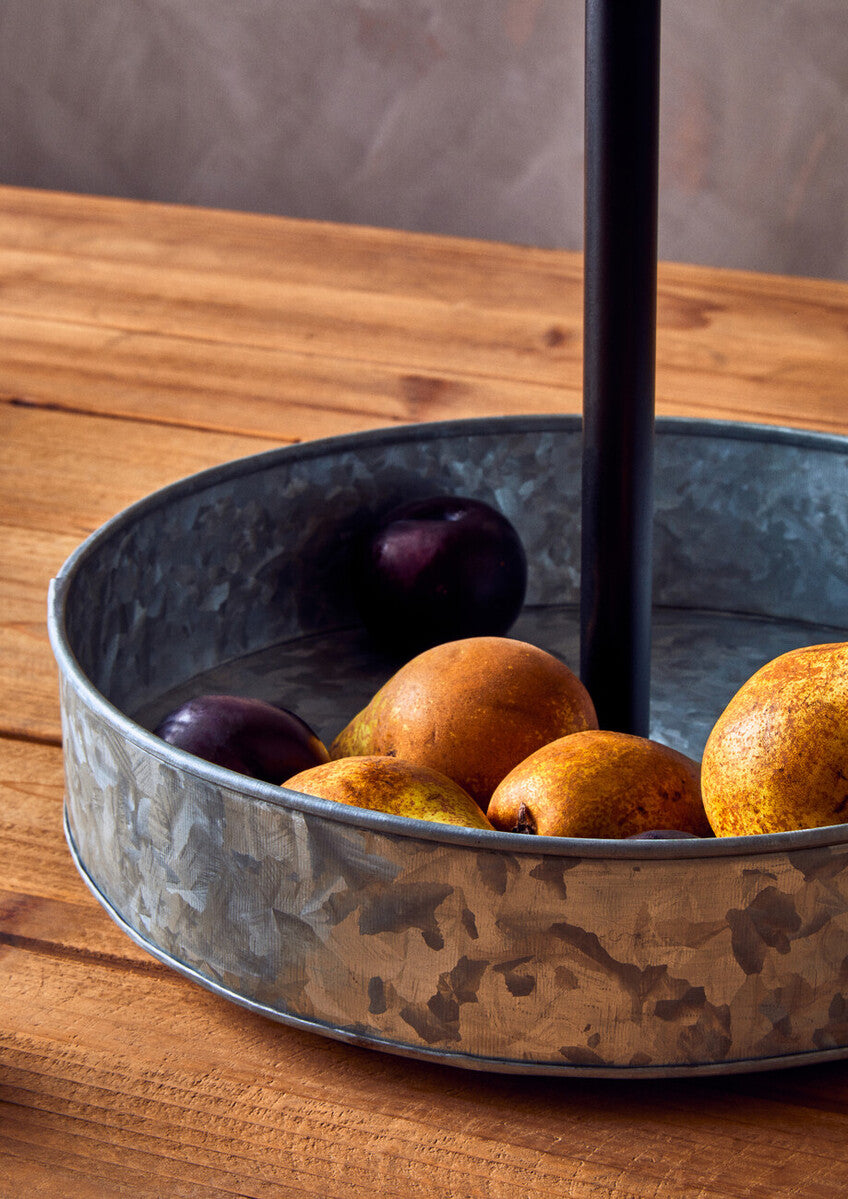 Drummond Two Tier Galvanised Steel Cake Stand With Handle