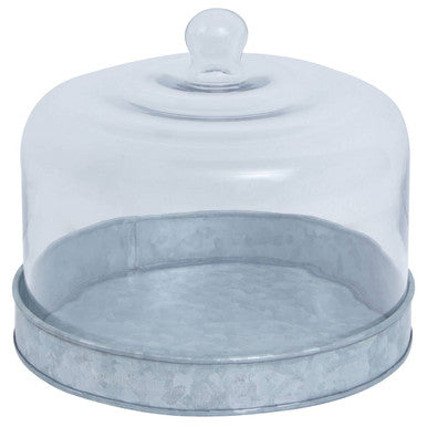 Drummond Galvanised Steel Cake Plate With Glass Cover