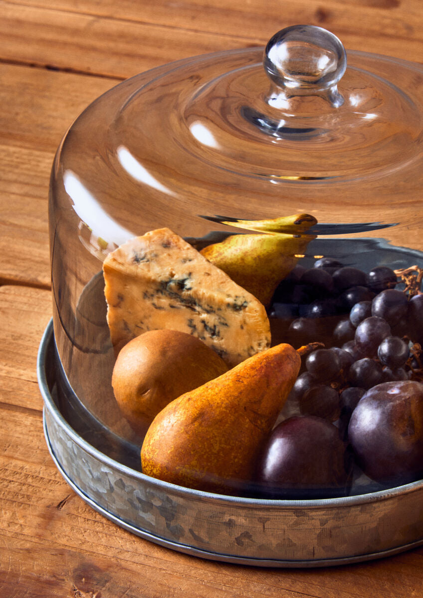 Drummond Galvanised Steel Cake Plate With Glass Cover