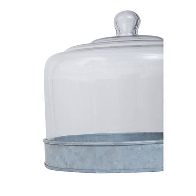 Drummond Galvanised Steel Cake Plate With Glass Cover