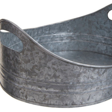 Drummond Set Of Two Galvanised Steel Oval Trays