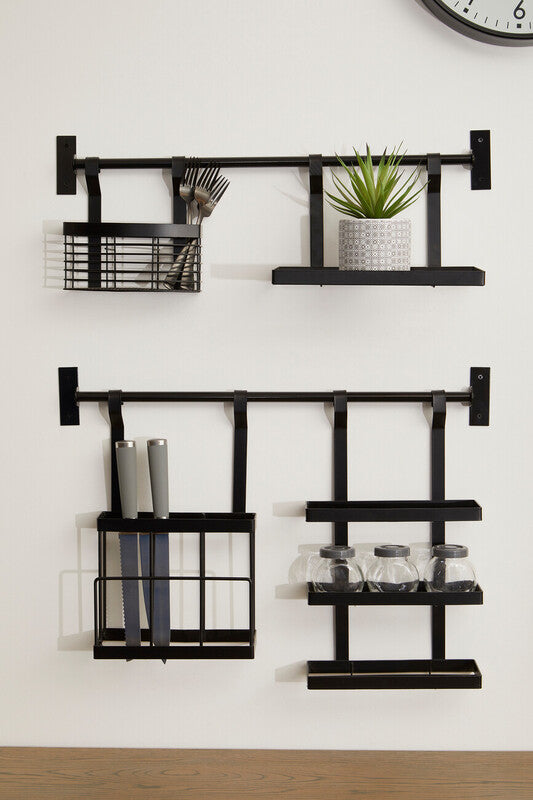 Matt Black Hanging Shelf Storage Rack | Sorello