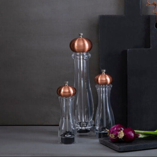 Cody Clear Small Salt or Pepper Mill with Copper Top