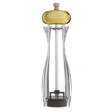Cody Clear Medium Salt or Pepper Mill with Gold Top