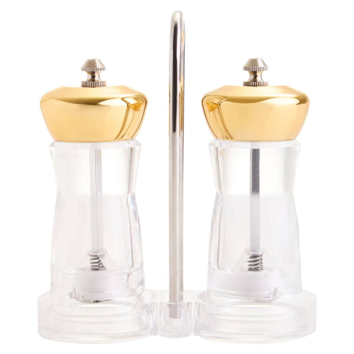Gold Salt and Pepper Mill Set on Stand | Cody