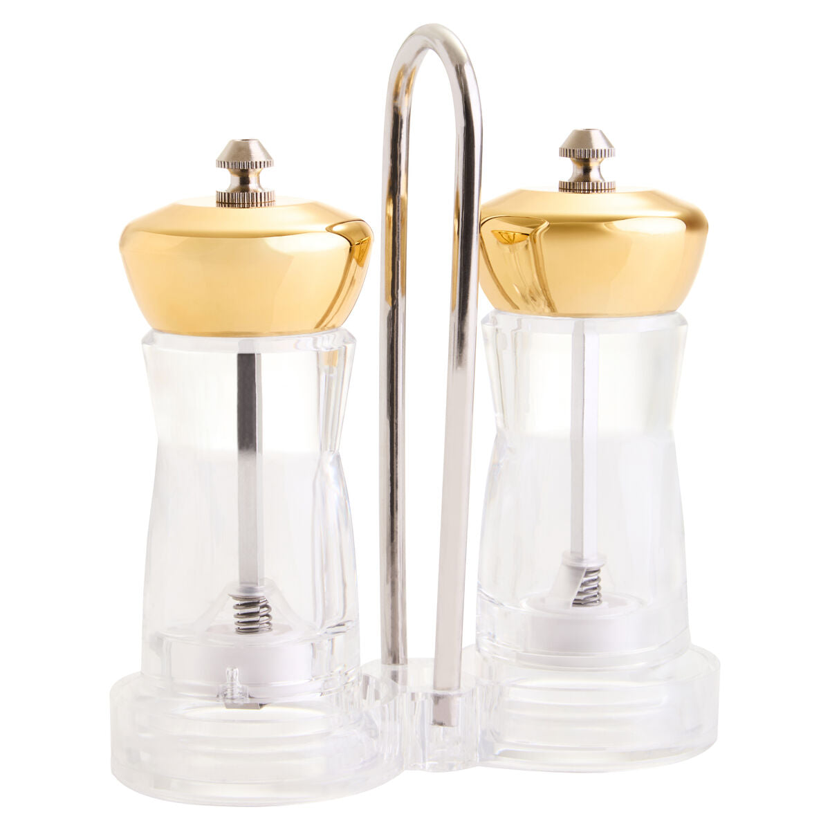 Gold Salt and Pepper Mill Set on Stand | Cody