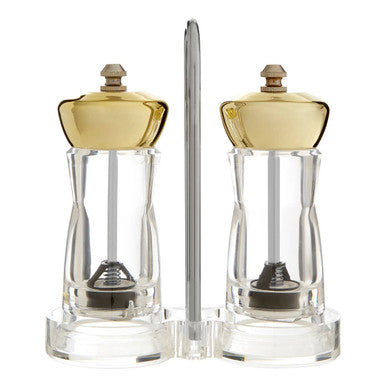Cody Gold Salt And Pepper Mill Set On Stand