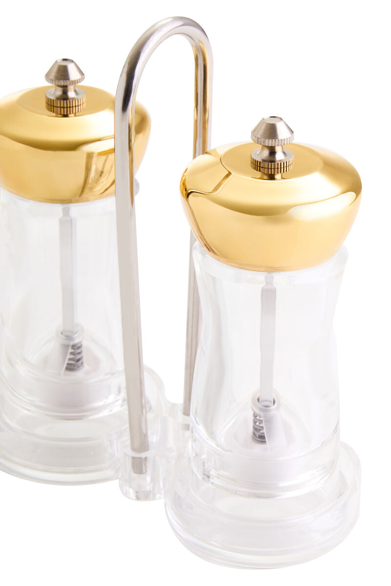 Gold Salt and Pepper Mill Set on Stand | Cody