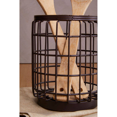 Vertex Round Bronze Coated Utensil Holder