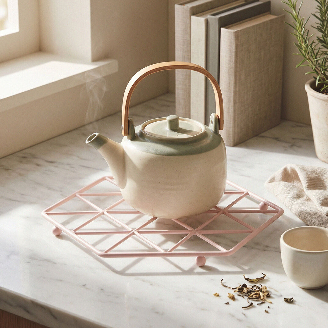 Pink Finish Hexagonal Trivet | Vertex