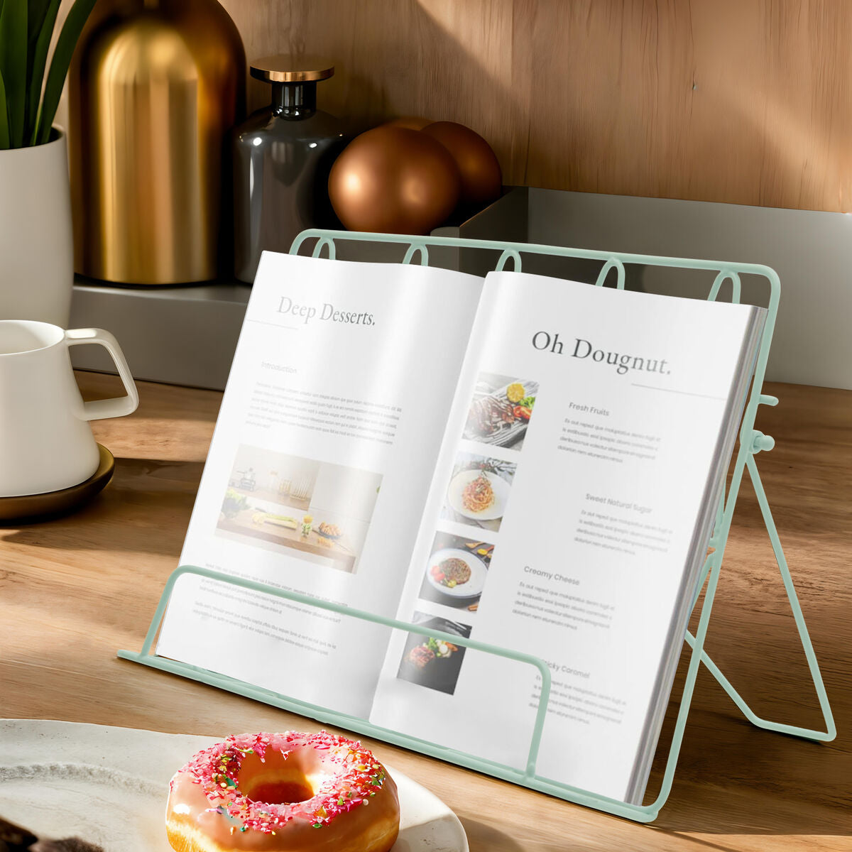 Vertex Pastel Green Finish Cookbook Stand