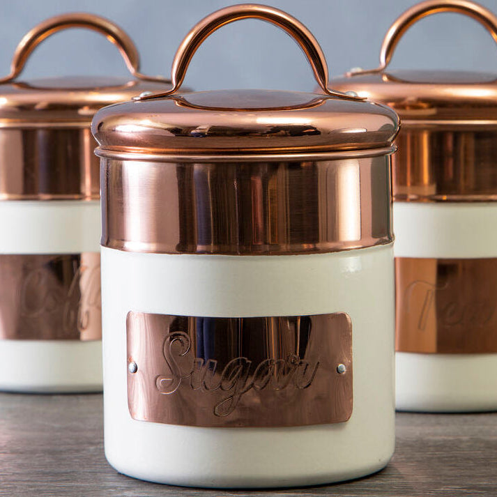 Cream and Copper Sugar Canister | Prescott
