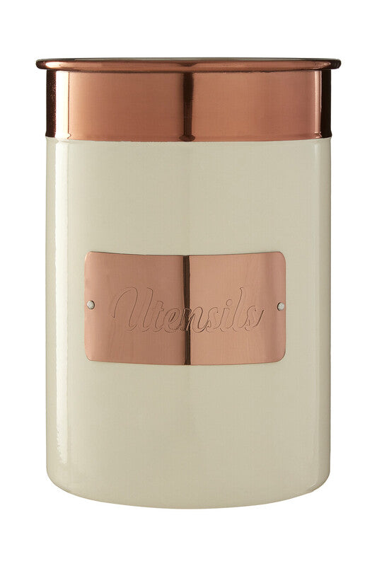 Prescott Cream And Copper Stainless Steel Utensil Holder