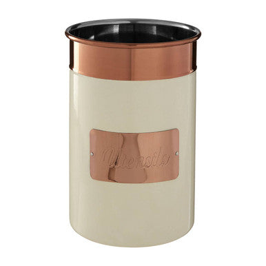 Prescott Cream And Copper Stainless Steel Utensil Holder