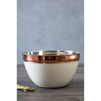 Prescott Large Cream And Copper Mixing Bowl
