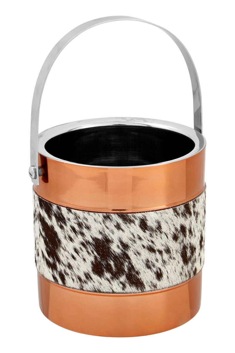 Albany Copper Finish and Hair on Leather Ice Bucket