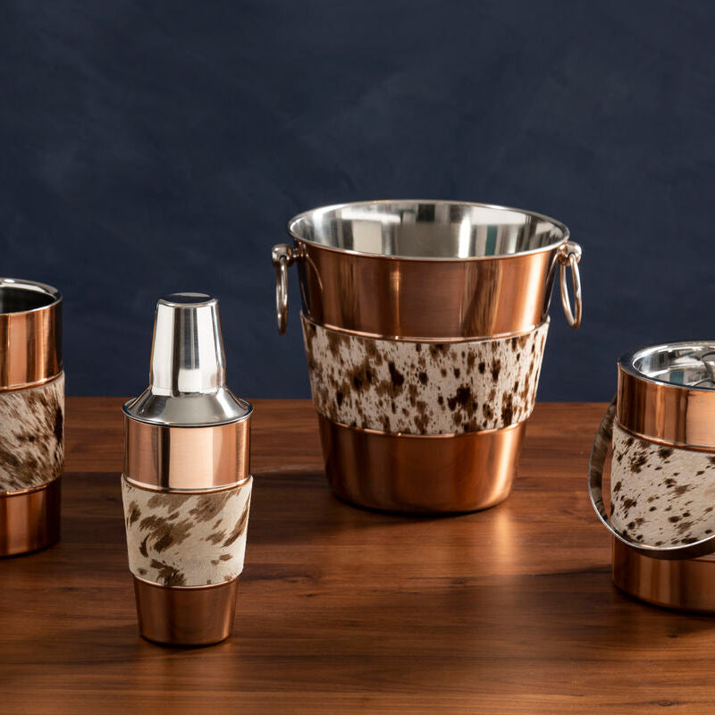 Albany Copper Finish and Hair on Leather Cocktail Shaker