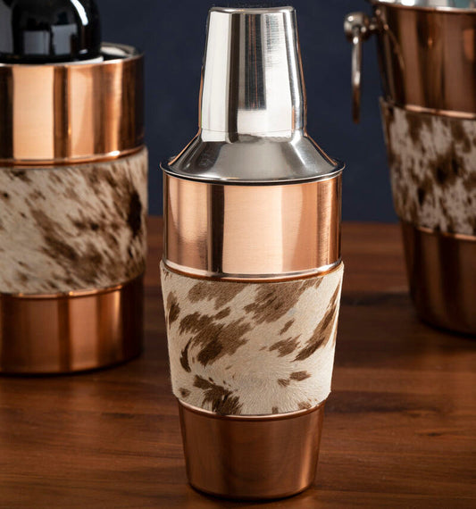 Albany Copper Finish and Hair on Leather Cocktail Shaker
