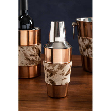 Albany Copper Finish and Hair on Leather Cocktail Shaker