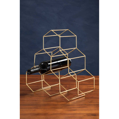 Vertex 6 Bottle Gold Finish Wine Rack