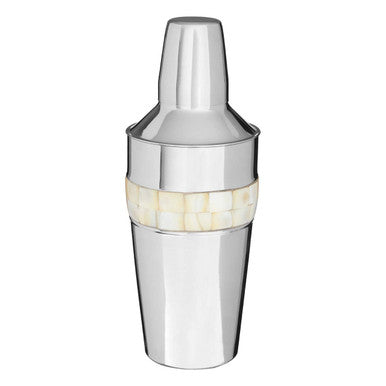 Silver Cocktail Shaker With Mother Of Pearl Inlay
