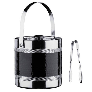 Black Ice Bucket With Tongs