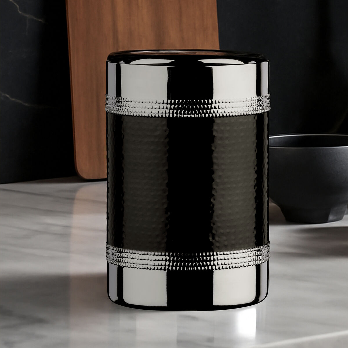 Bottle Cooler With Hammered Black Band