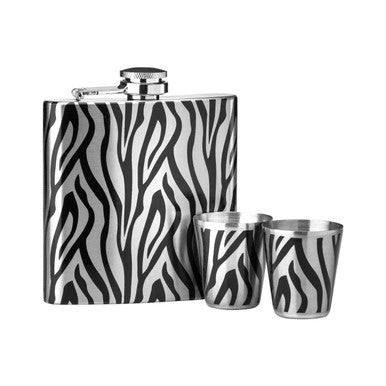 Auden Zebra  Hip Flask And Shot Glasses Set