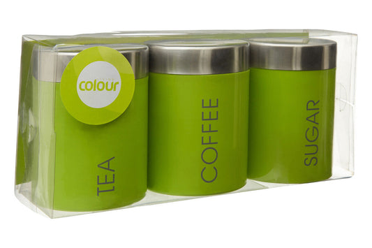 Lime Green Enamel Tea Coffee & Sugar Set