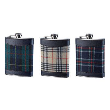 Cream Tartan Hip Flask
